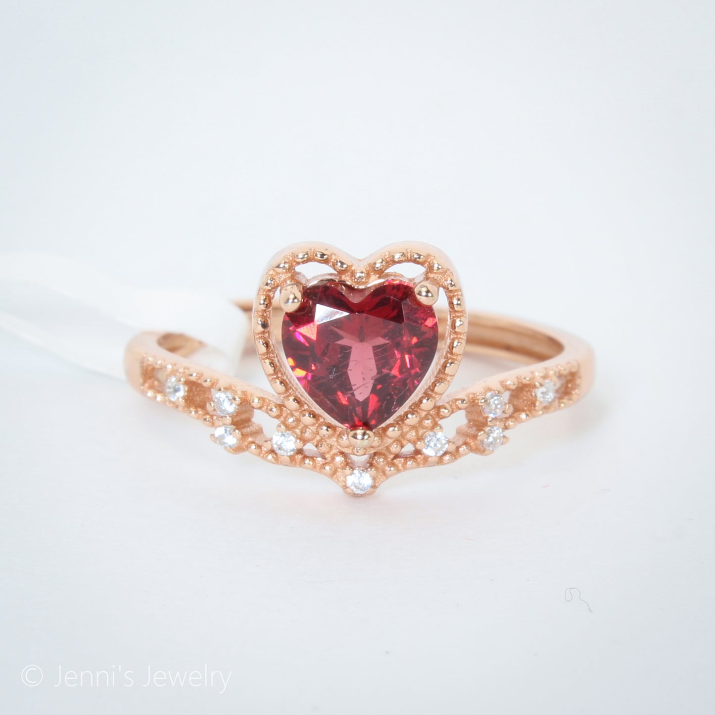 [DML-J17] Silver 925 Garnet Rose Gold Adjustable Ring