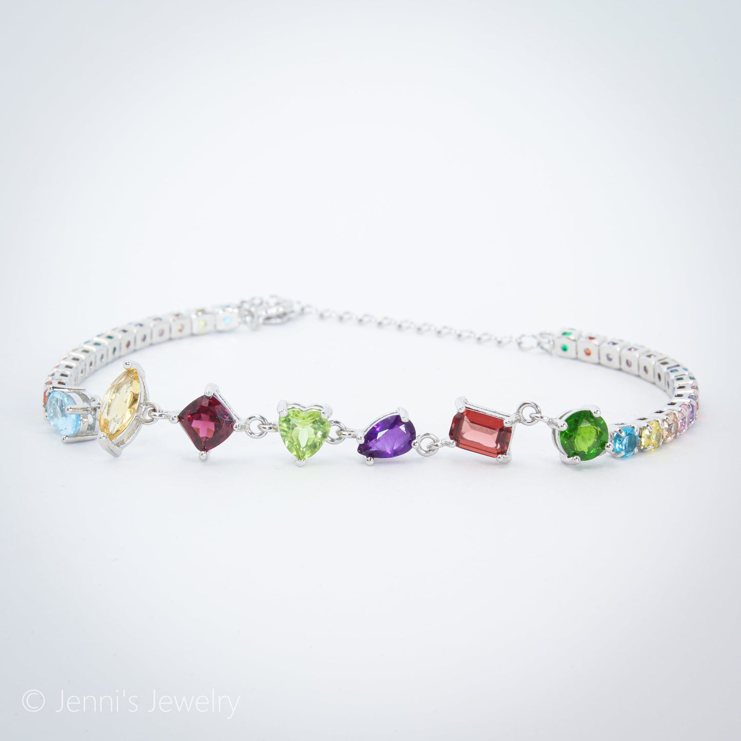 [DML-S1029] Silver 925 Multi-Treasure Colorful Gemstone Bracelet