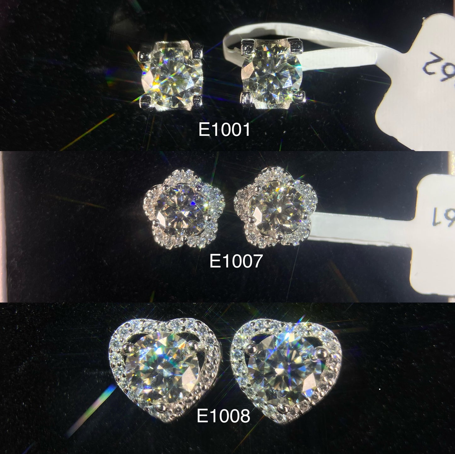 Silver 925 Moissanite Ear Stud 1 Carat