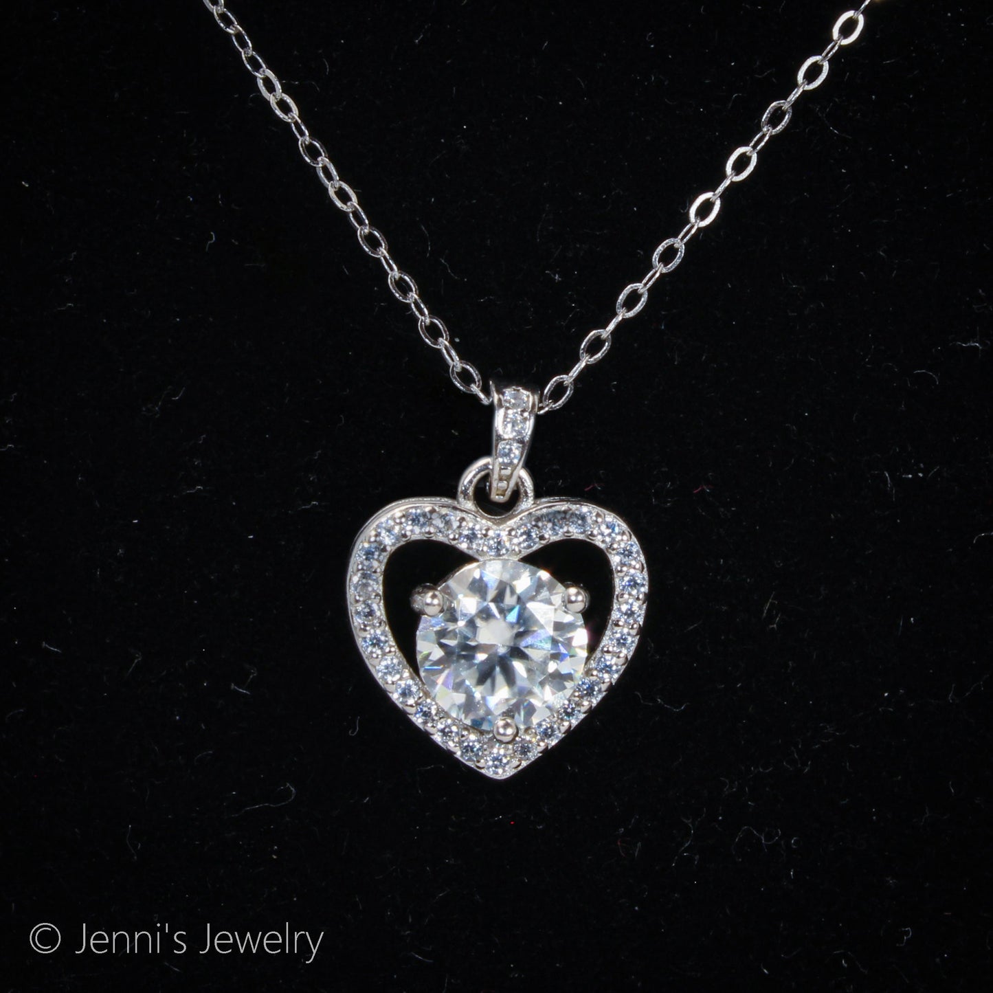 [GSJ-D107] Silver 925 0.5 CT Heart Shape Moissanite Necklace