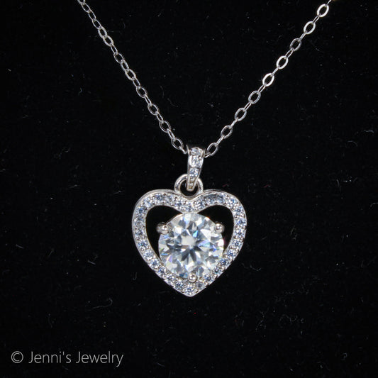 [GSJ-D107] Silver 925 0.5 CT Heart Shape Moissanite Necklace