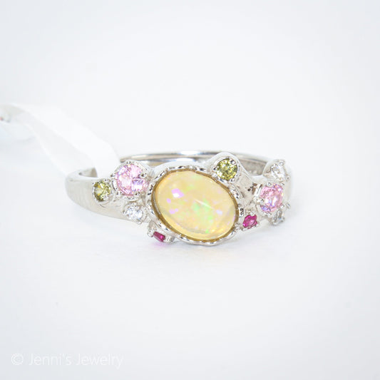 [GSJ-J09] Silver 925 Multicolor Dainty Opal Ring