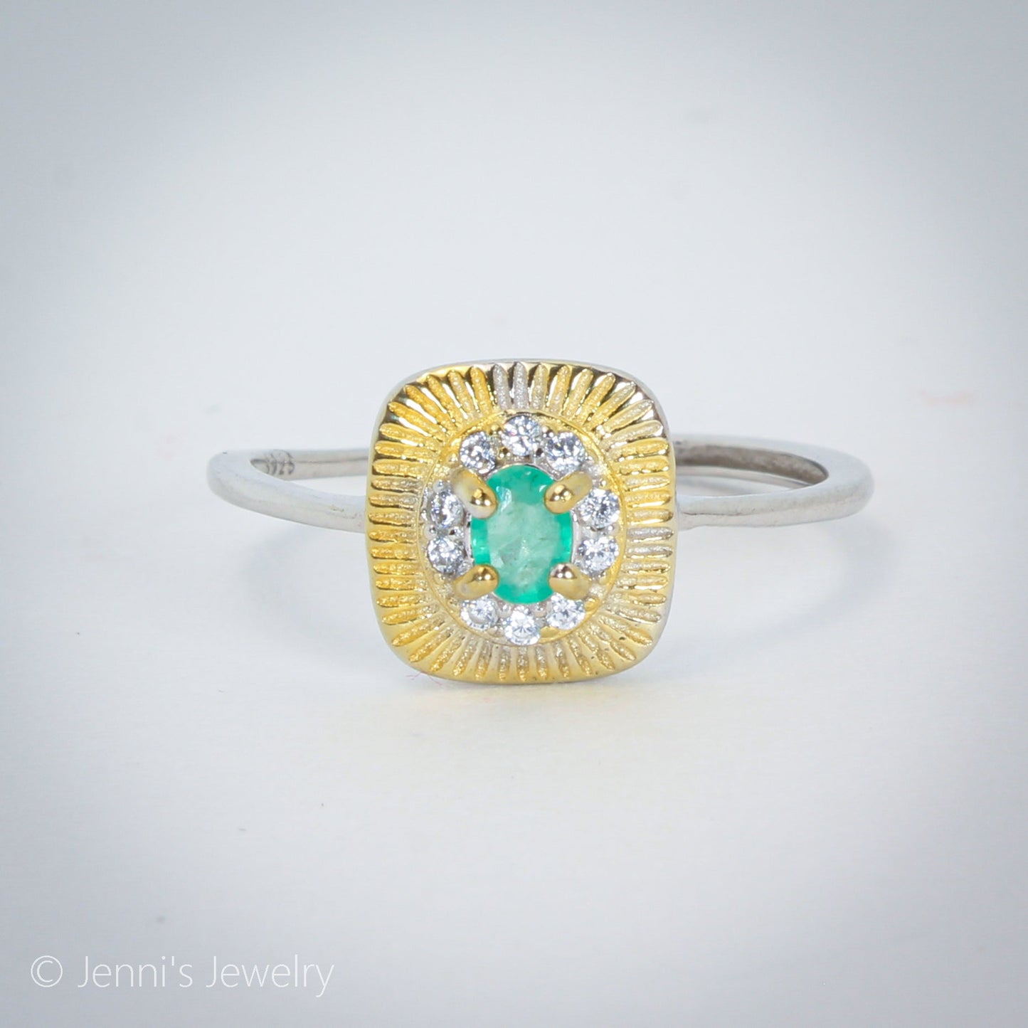 [GSJ-J31] Silver 925 Simple Style Emerald Ring