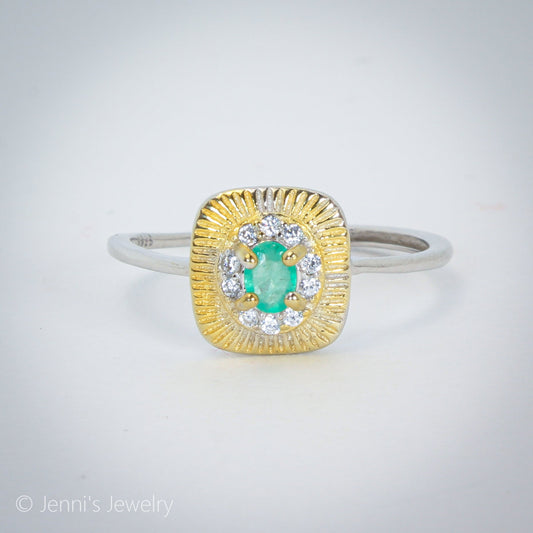 [GSJ-J31] Silver 925 Simple Style Emerald Ring