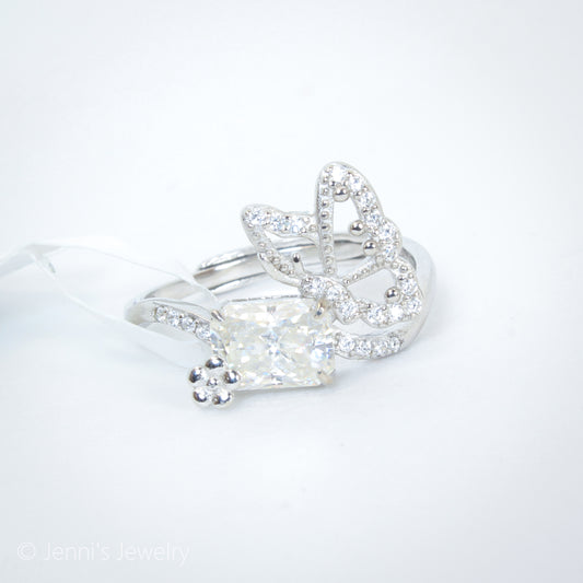 [GSJ-J48] Silver 925 Moissanite Butterfly Radiant Cut