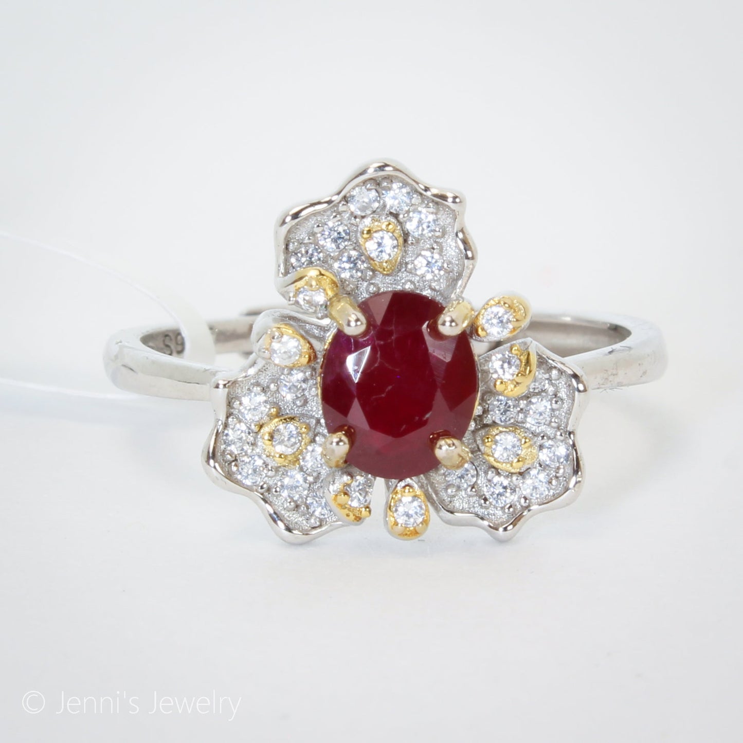 [GSJ-J62] Silver 925 Leaf Shape Fancy Ruby Ring