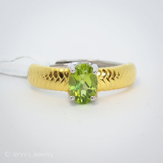 [GSJ-J63] Silver 925 Snake Gold Plated Peridot Ring