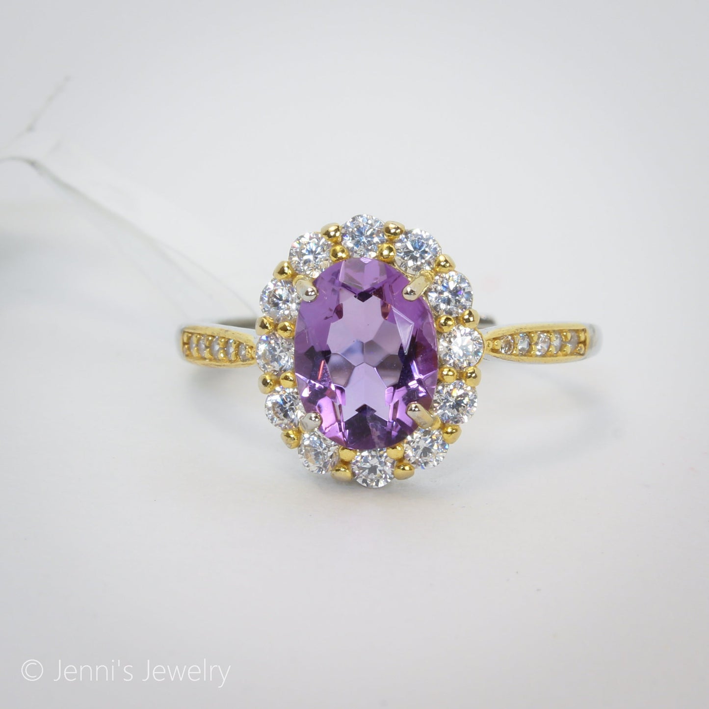 [GSJ-J64] Silver 925 Halo Fancy Amethyst Ring