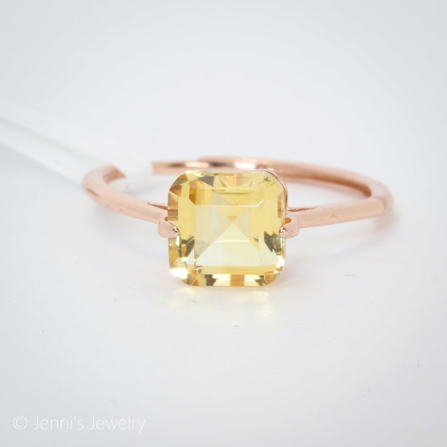 [GSJ-J67] Silver 925 Square Gold Plated Citrine Rose Ring