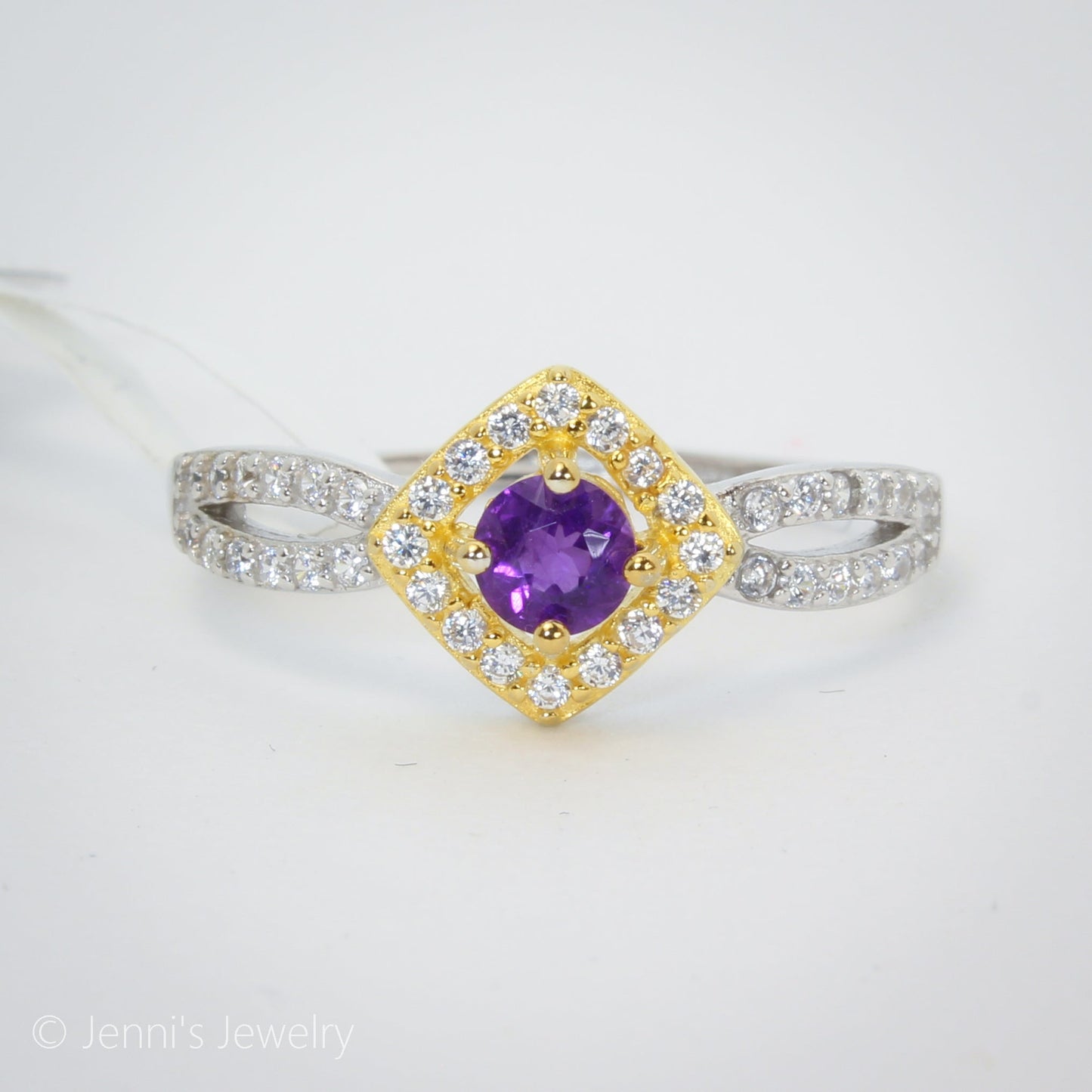 [GSJ-J68] Silver 925 Diamond Shape Amethyst Ring