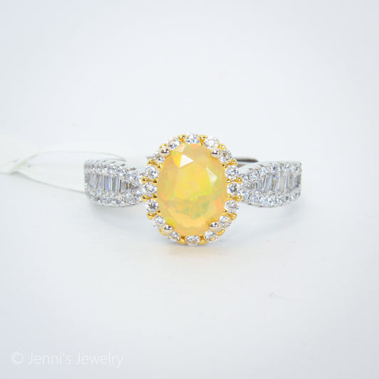 [JJ-J02] Silver 925 Opal Fancy Style Adjustable Ring