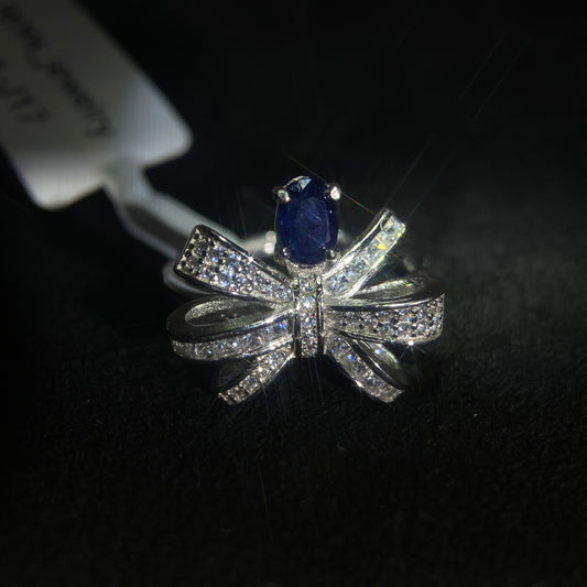 【JL-J17】S925 silver inlaid sapphire ring butterfly