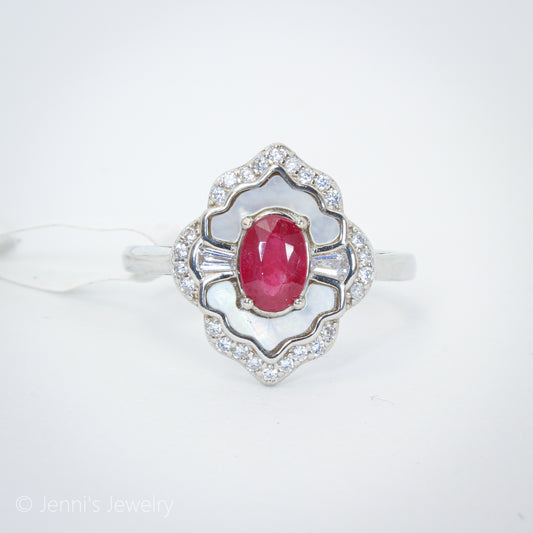 [JL-J19] Silver 925 Silver Set Ruby Ring