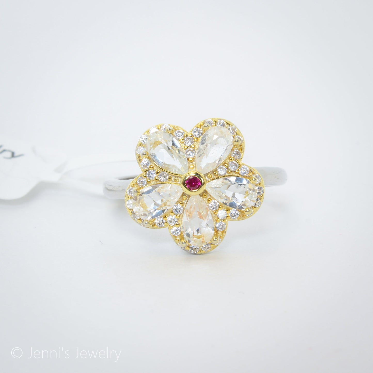 [JL-J31] Silver 925 Flower Shape White Citrine Ring