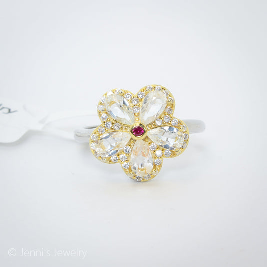 [JL-J31] Silver 925 Flower Shape White Citrine Ring