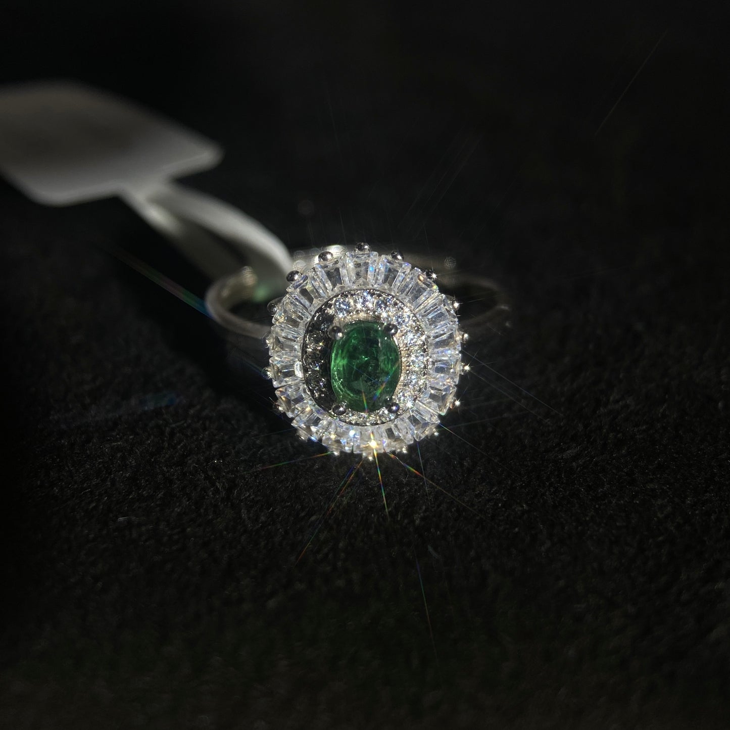 【JL-J33】S925 silver inlaid emerald luxury edge