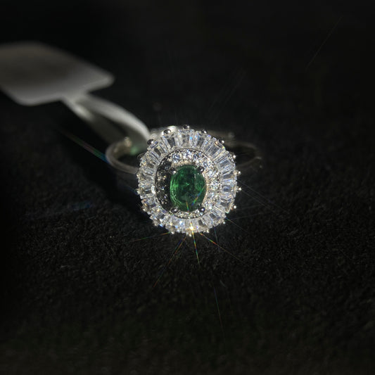 【JL-J33】S925 silver inlaid emerald luxury edge