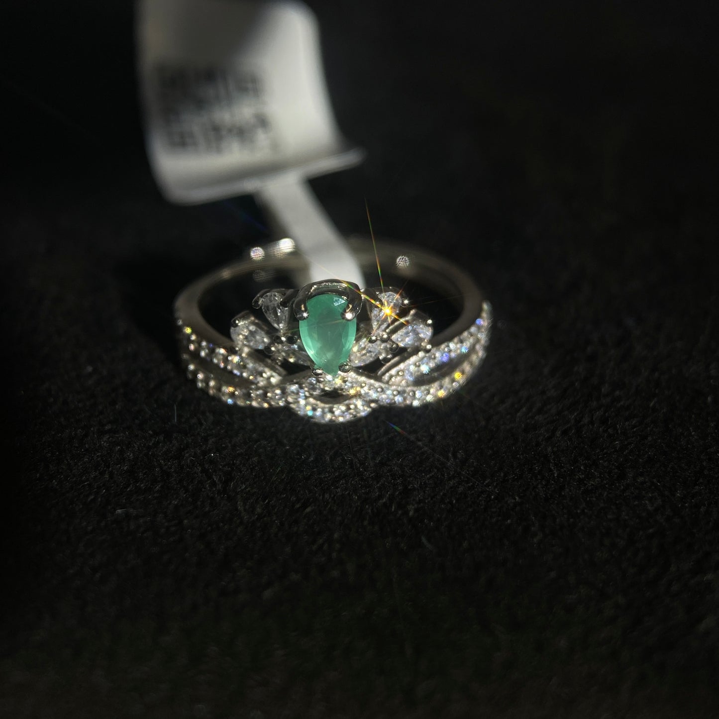 【JL-J34】S925 silver inlaid emerald crown