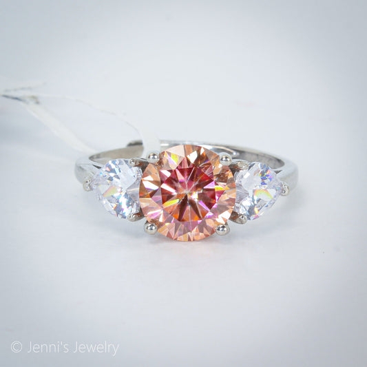 [QBF-XGH-J2003] Silver 925 2 CT Sunset Colorful Moissanite Ring