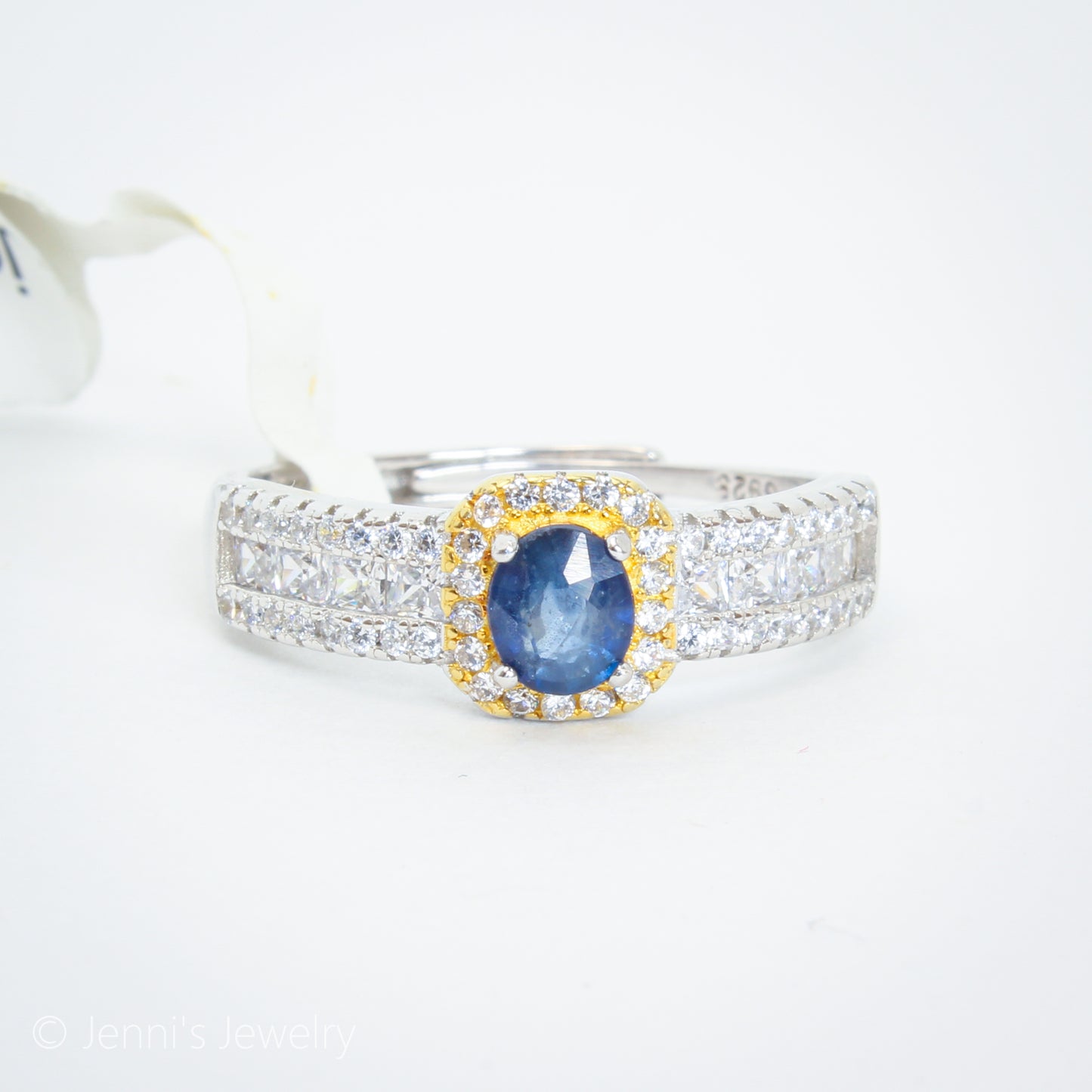 [XSS-J02] Silver 925 Sapphire Luxurious Style Adjustable Ring