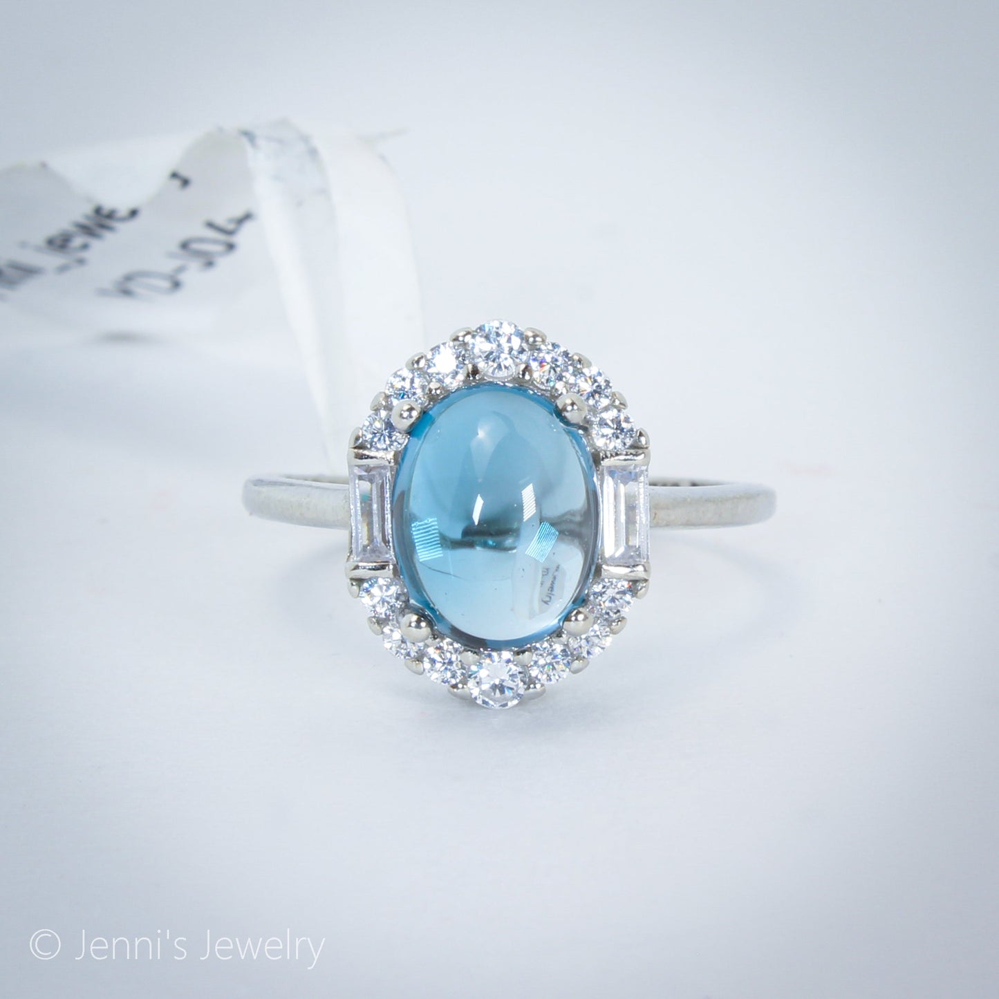 [YD-J04] Silver 925 Oval Shape Blue Topaz Ring