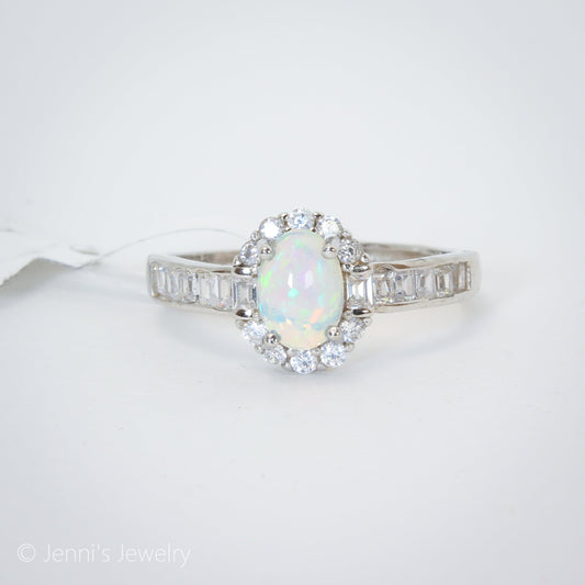 [YD-J12] Silver 925 Oval Dainty Opal Ring