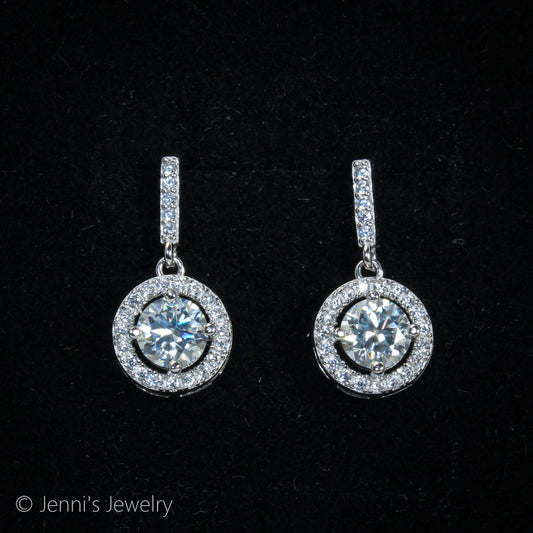 [YY-E0003] Silver 925 1 CT Dangling Moissanite Earrings