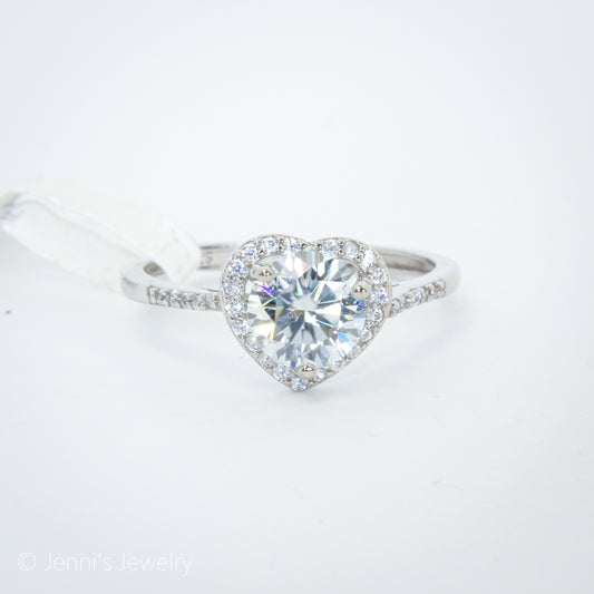 [YY-J1049] Silver 925 Heart Shape Moissanite Ring