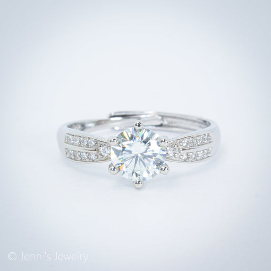 [YY-J1084] Silver 925 1 CT Moissanite Ring