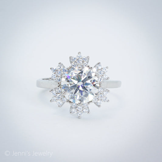 [YY-J2014] Silver 925 2CT Snowflake Shape Moissanite Ring