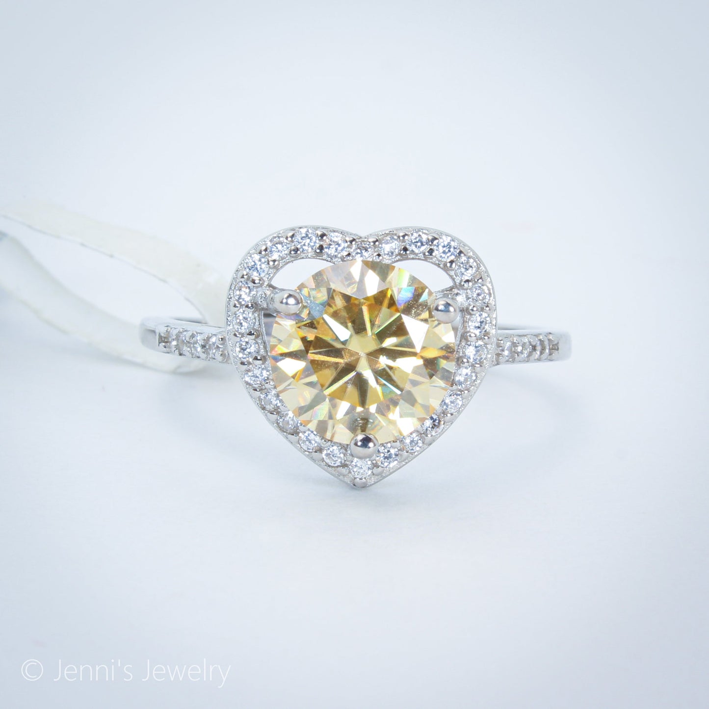 [YY-J2023] Silver 925 2 CT Champagne Colorful Moissanite Ring