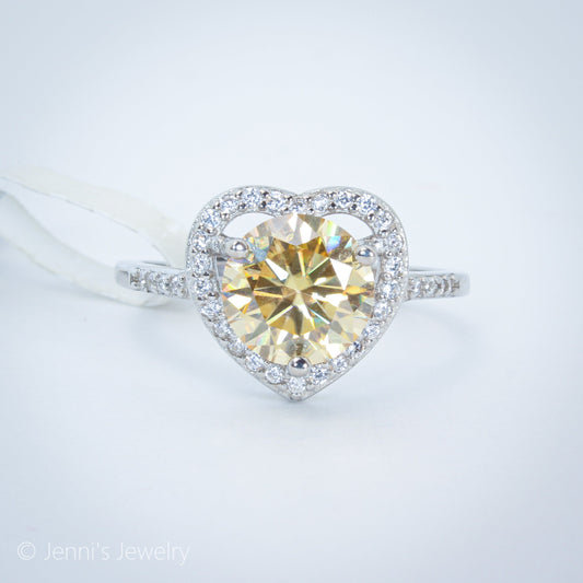 [YY-J2023] Silver 925 2 CT Champagne Colorful Moissanite Ring