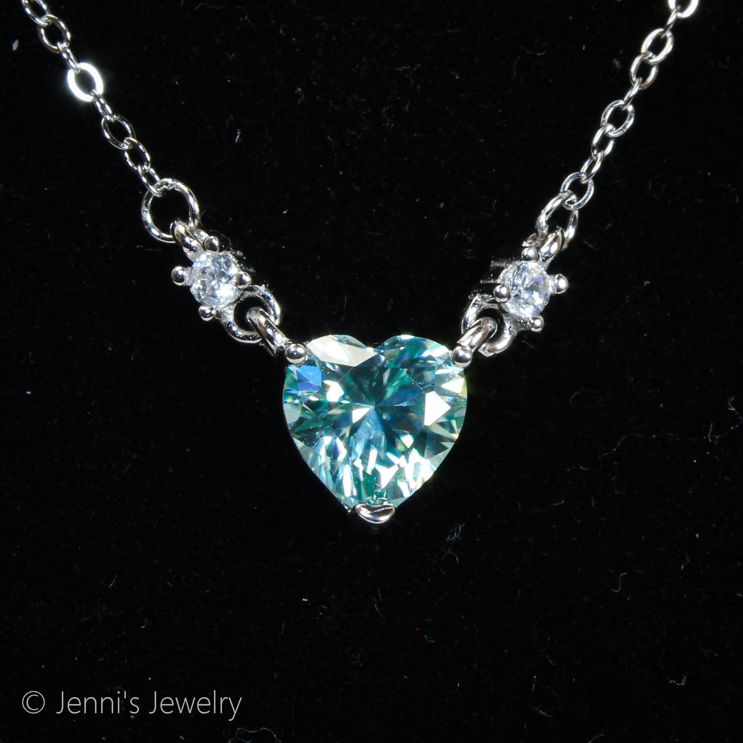 [YY-X1003] Silver 925 1 CT Heart Shape Colorful Moissanite Necklace